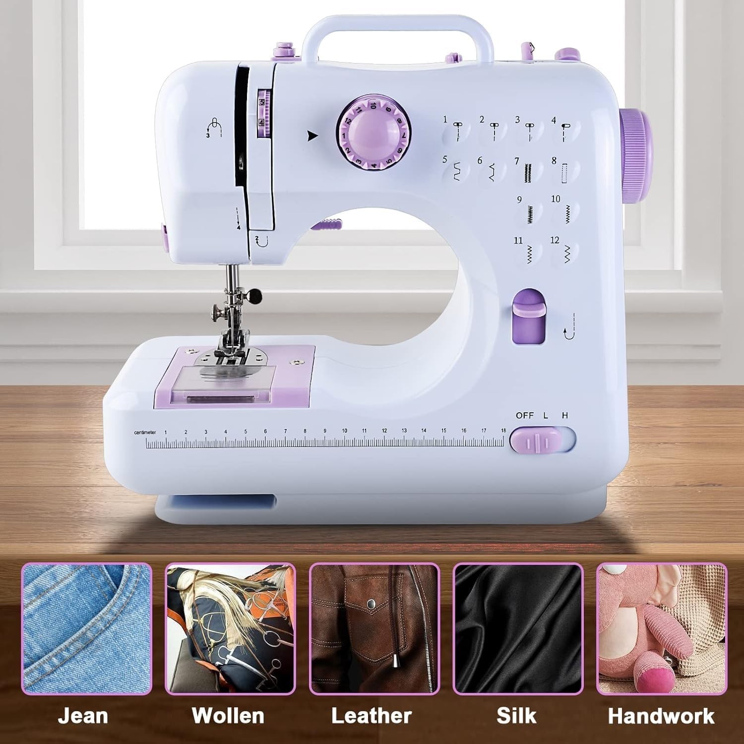 Lightweight 2-Speed Sewing Machine for Beginners & Kids - 12 Stitch Patterns