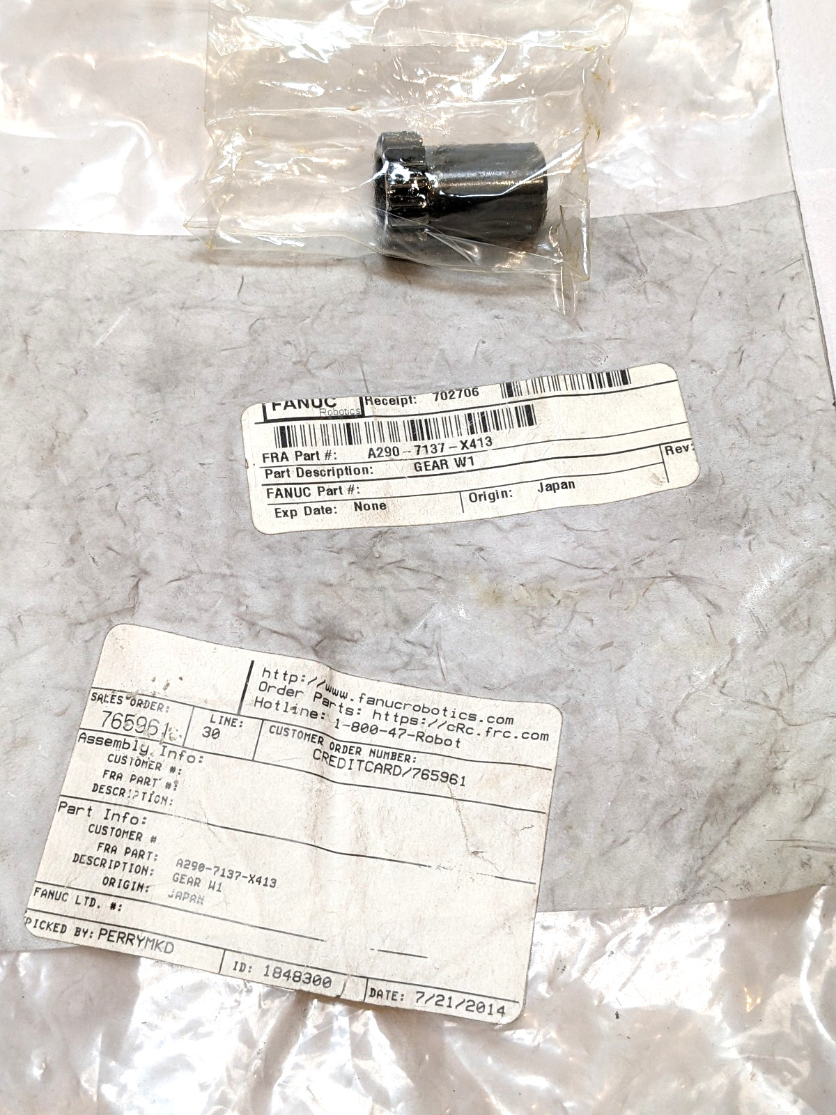 FANUC A290-7137-X413 Gear W1 J4 Axis Transmission Pinion For LR Mate 100iB Robot