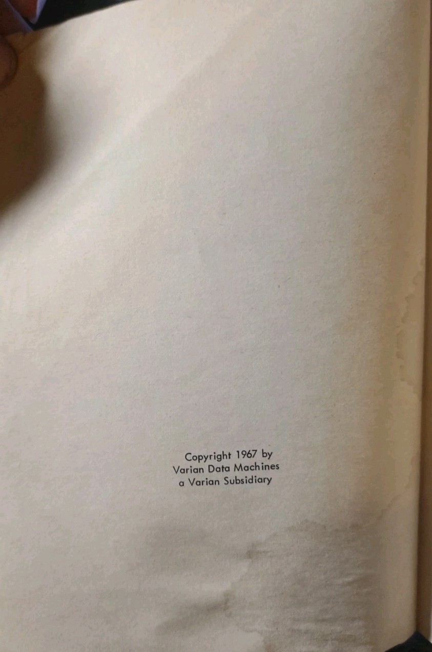 VINTAGE Varian Data 620/i Systems Computer Handbook
