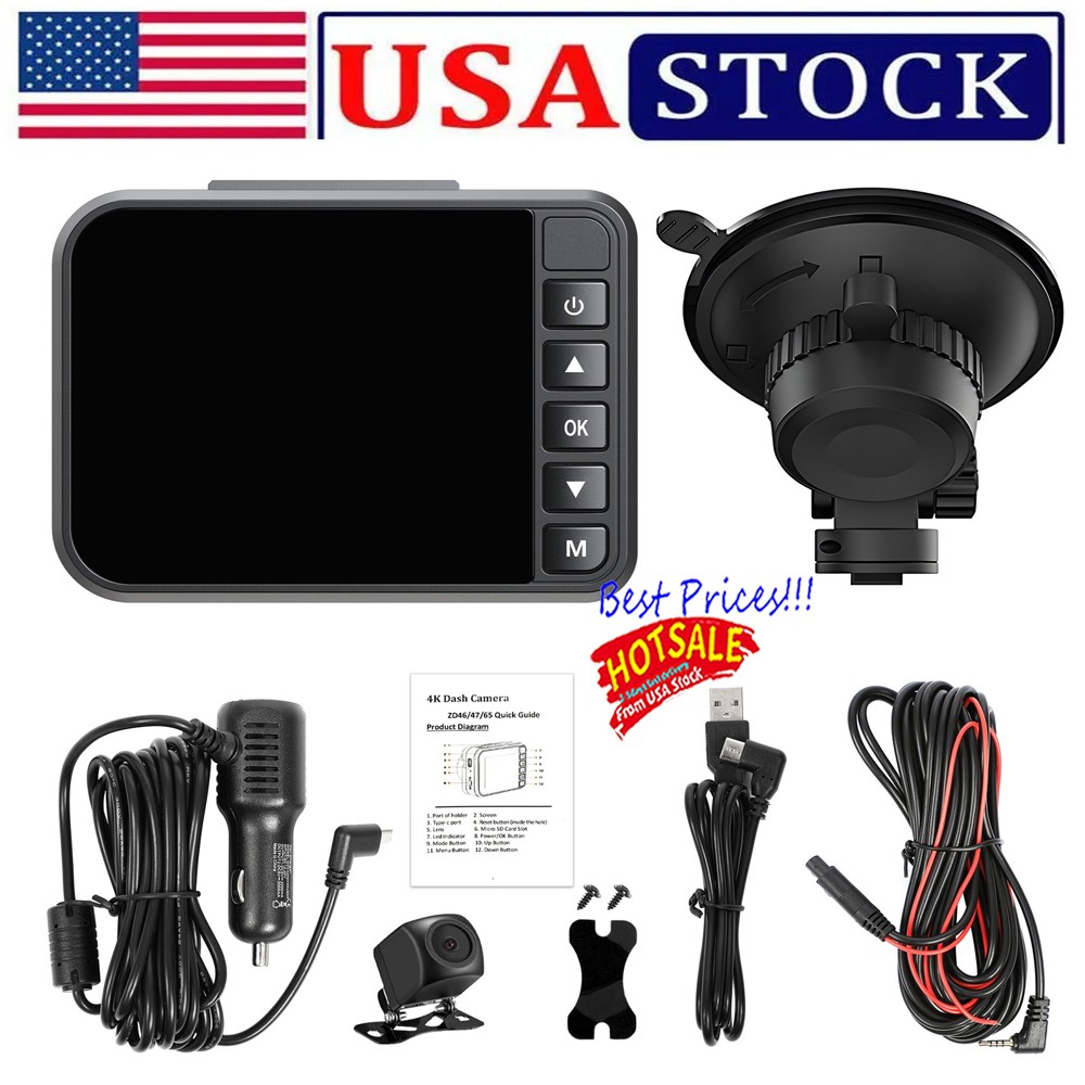 For A4 Dash Cam Front and Rear 4K Dash Camera, 2.4GHz WiFi, 2" Touch Screen