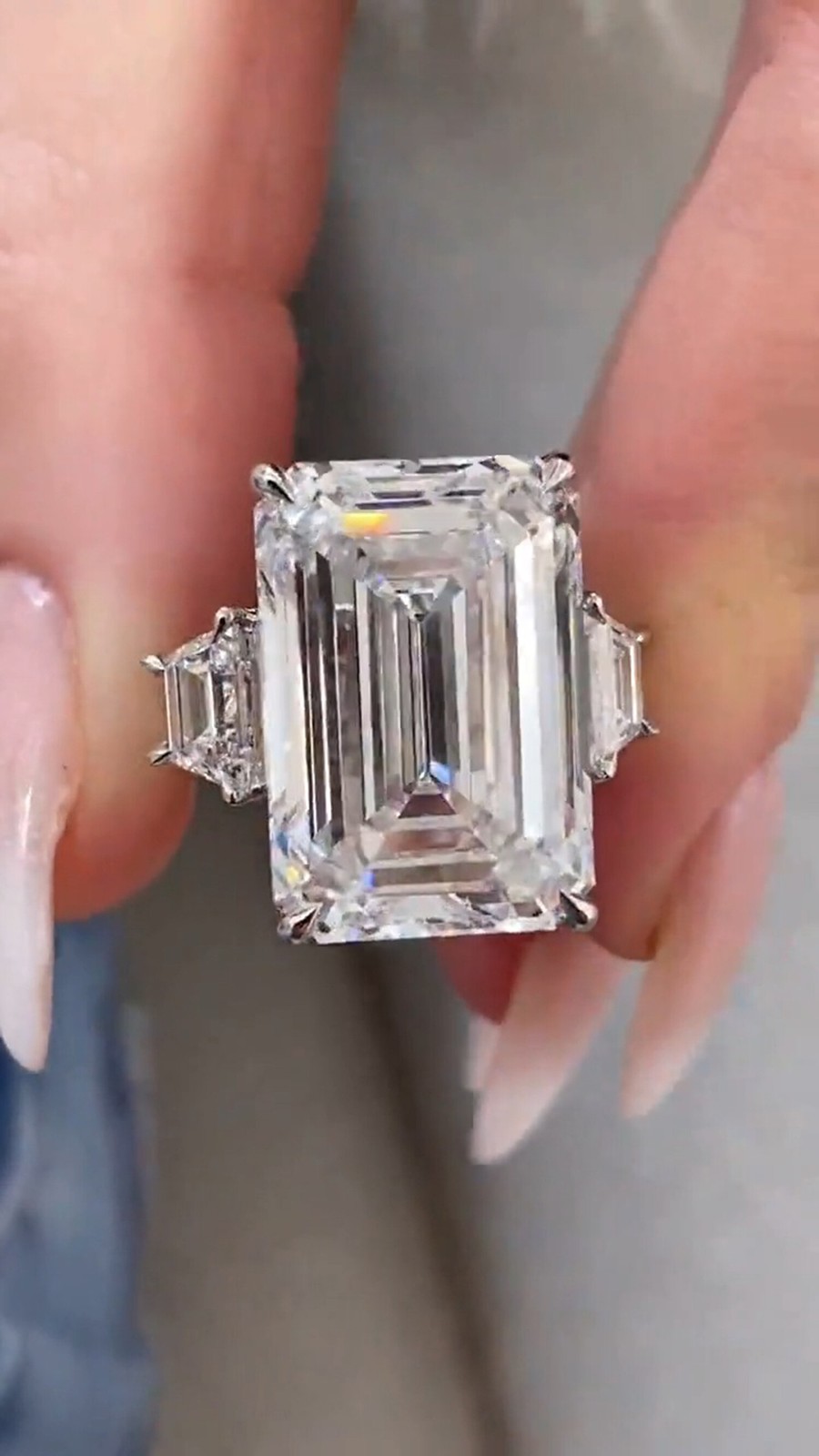 Wedding Gift 21.8 Ct Emerald Cut Lab Grown Wedding Ring Sterling Silver