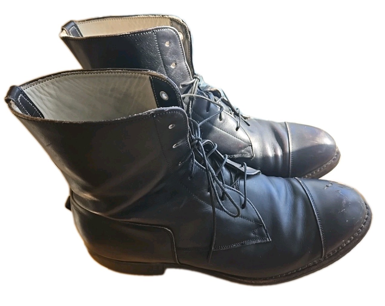Vintage DEHNERS Omaha Black Paddock Style Boots Lace Up Mens 8 Leather