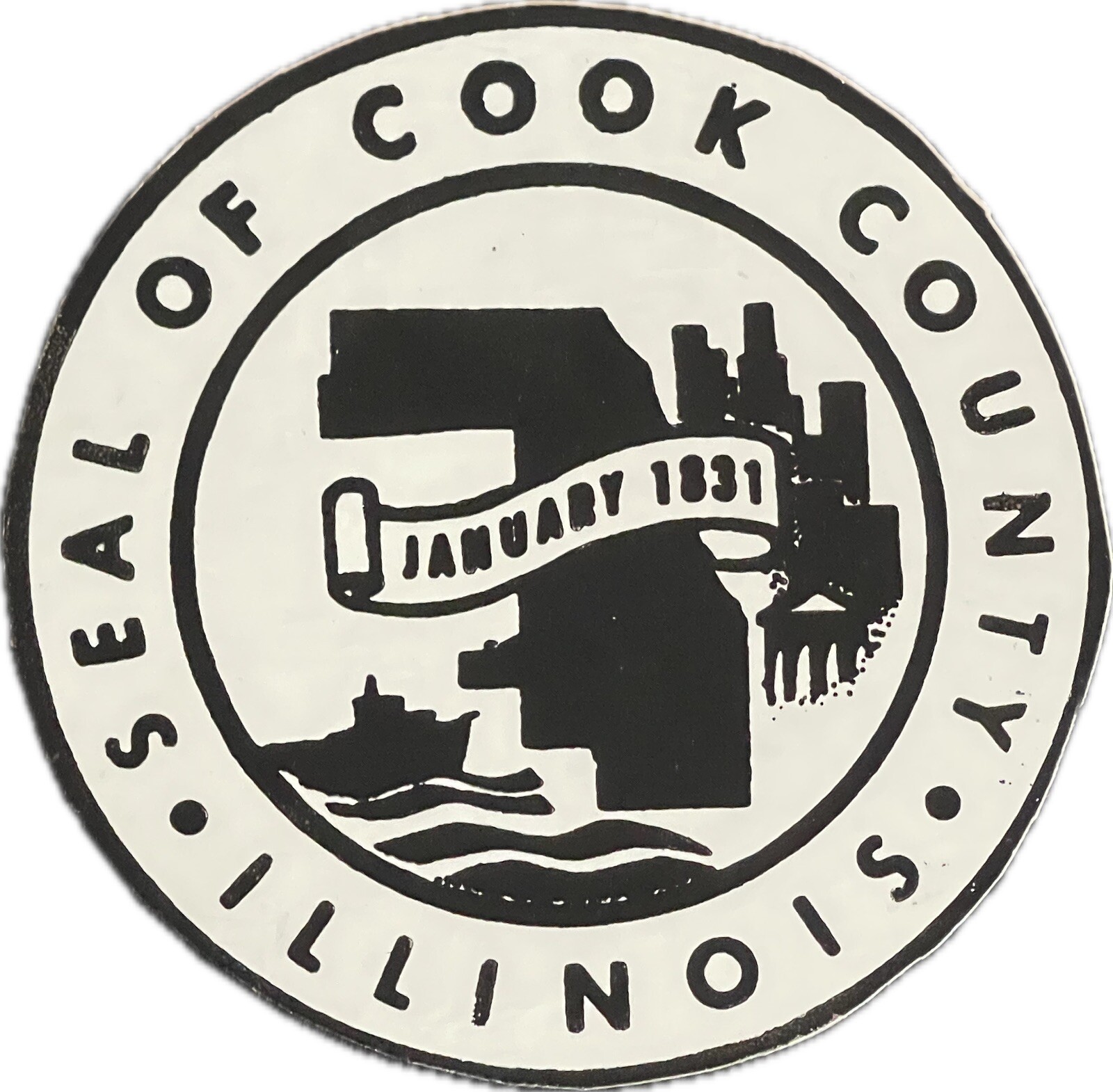 Silver Cook County, Illinois Seal - Adhesive Sticker