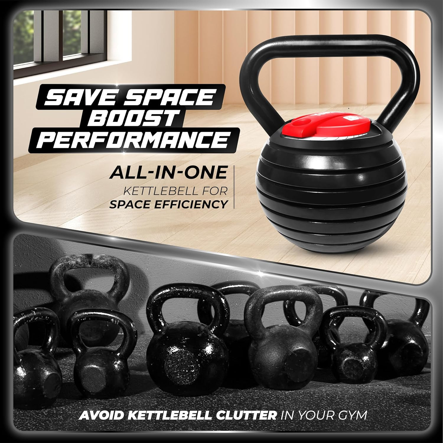 Adjustable Kettlebell Set, 20–40 LB Weight Set, Solid Cast Iron Handle with Spac