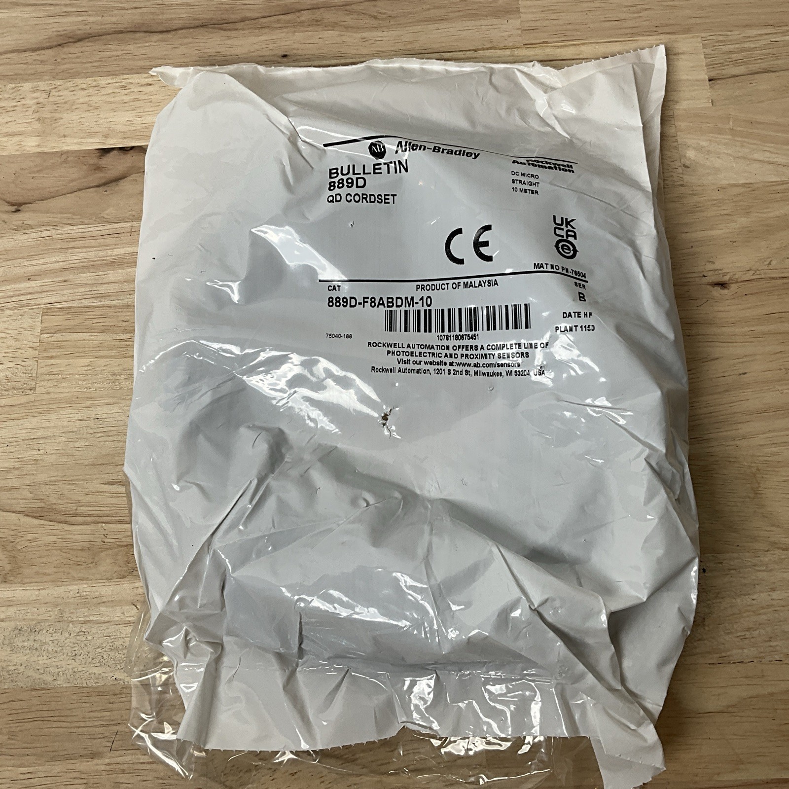ALLEN BRADLEY 889D-F8ABDM-10 SER B, DOUBLE-ENDED DC MICRO CORDSET