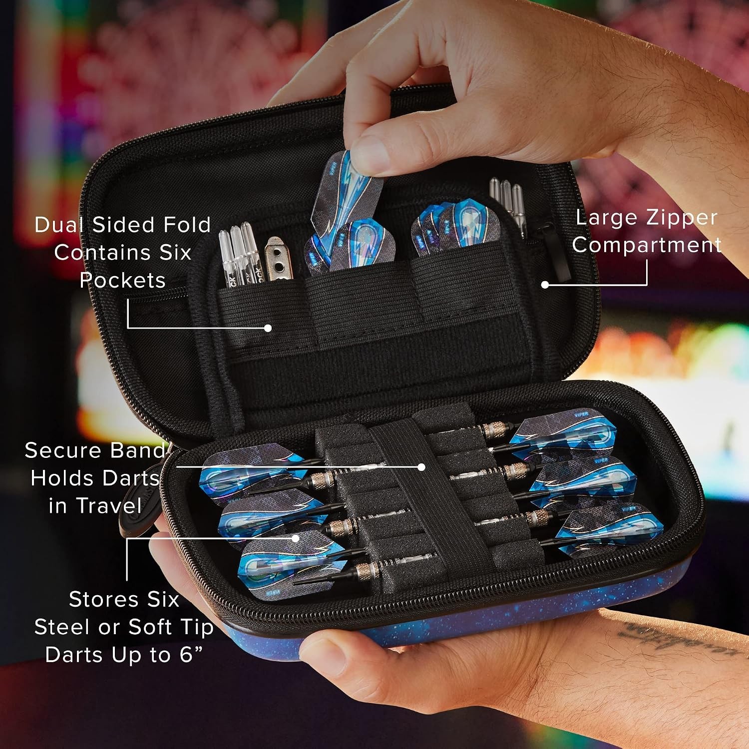 Sentinel 6 Dart Case Holds Extra Accessories Tips Shafts and Flights Compatible