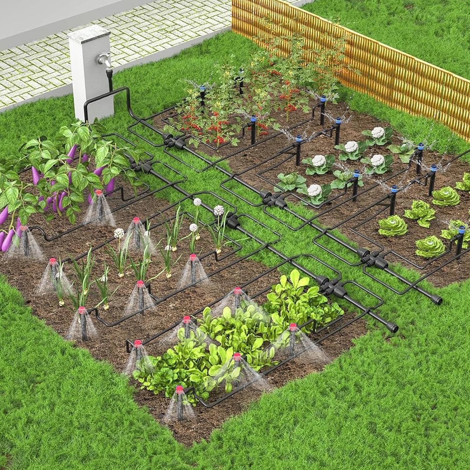 Adjustable Drip Irrigation System: 106FT Quick Connect Garden Watering Solution
