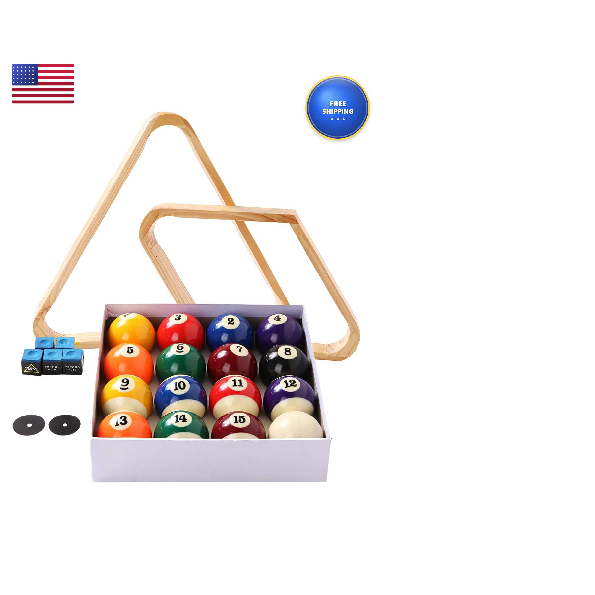 Betterline Billiard Balls Set Table Triangle Ball Rack And 9-Ball Diamond Rack