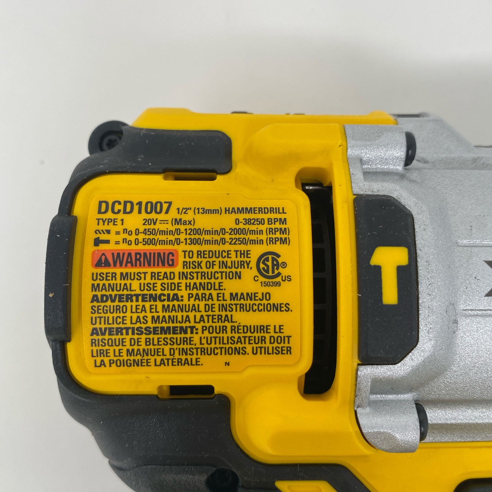 DEWALT 20V MAX XR 1/2" Hammer Drill Black/Yellow Bare Tool DCD1007B