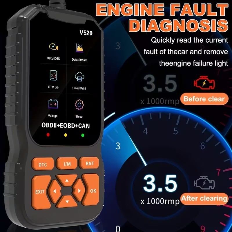 Professional V520 OBD2 Car Scanner, Check Engine, Read Erase Fault Code Tool