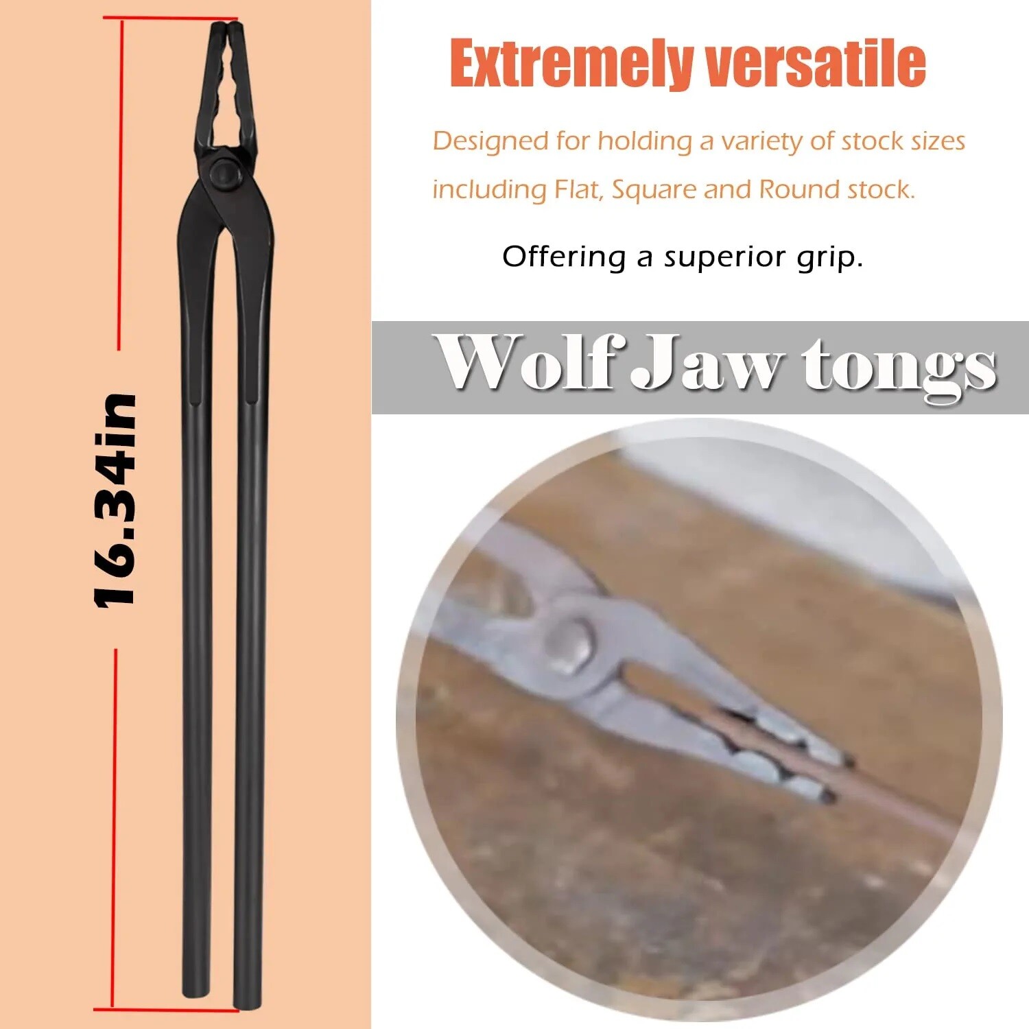 Blacksmith Tongs Tool For Knife Making, Anvil, Forge Kit Flat Tong