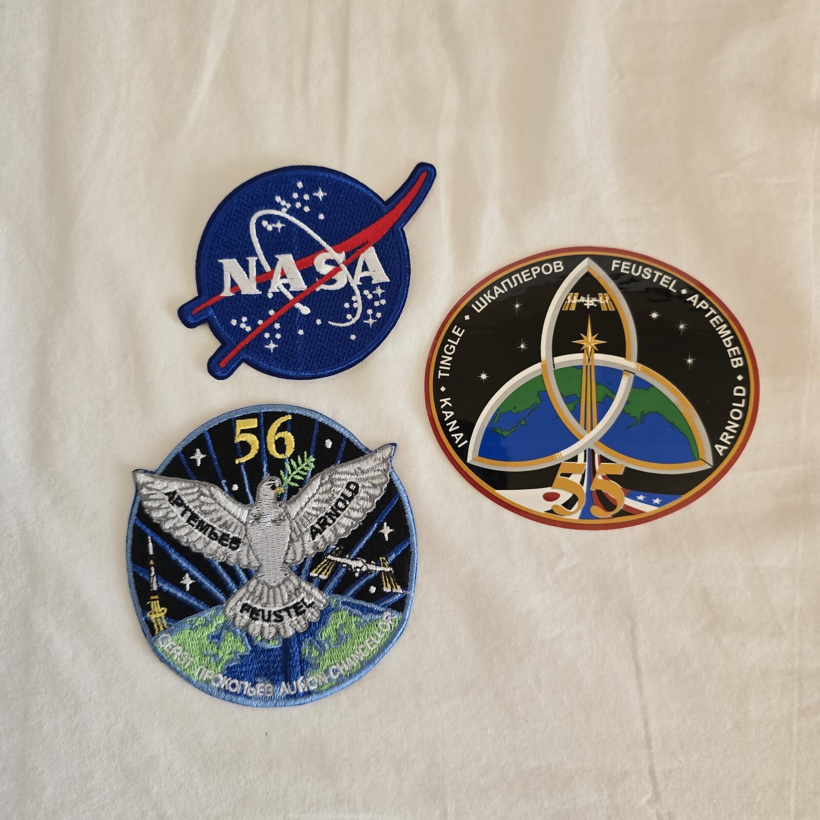 NASA + Expedition 56 Patch + Expedition 55 Sticker Patch