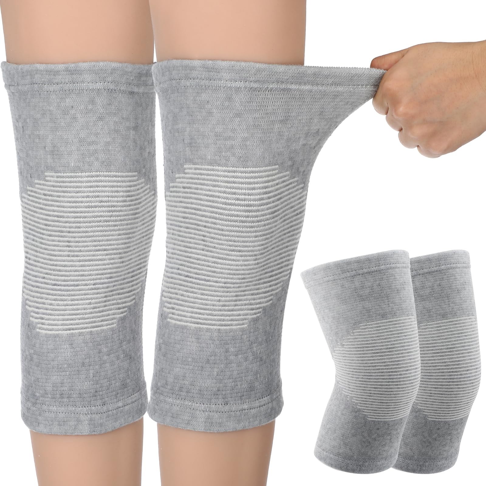 Sibba Bamboo Knee Sleeve Compression Brace Elastic Support Large, grey