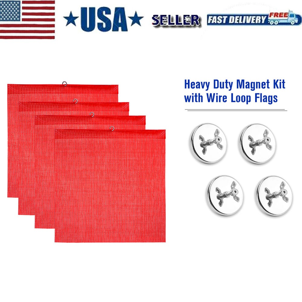 (4 Pack) Oversize Load Traffic Safety Flags Warning Signs 18 x 18 Inch For Truck