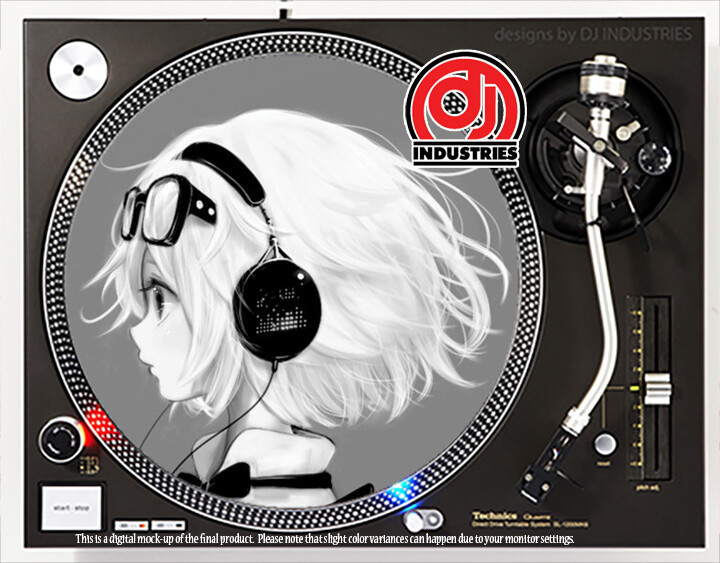 Anime Headphone Girl Natalie - 7"-12" DJ slipmat for LP turntable record player