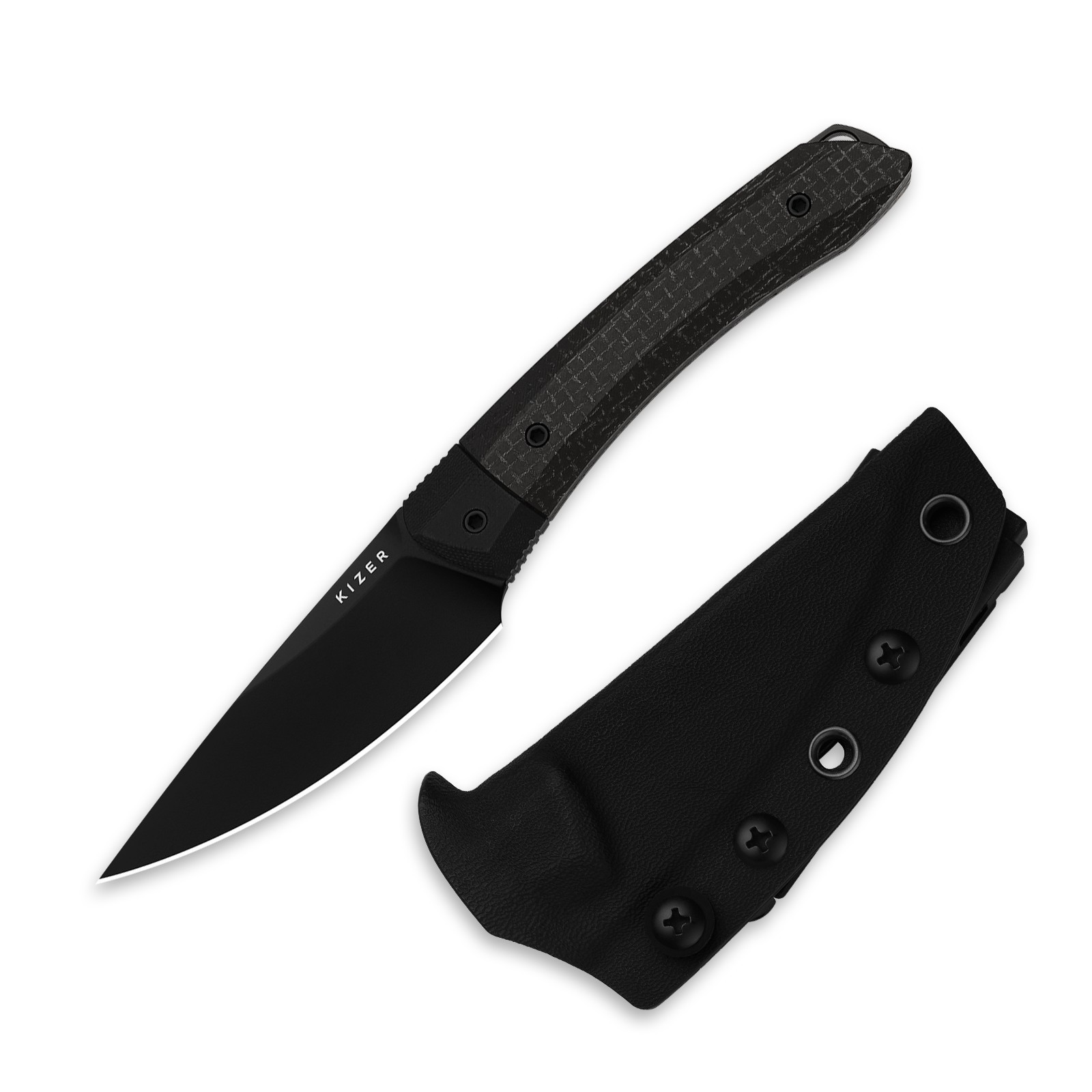 Kizer Momo Fix 3 Fixed Knife AEB-L Blade G10 & Micarta Handle With Sheath 1124A4