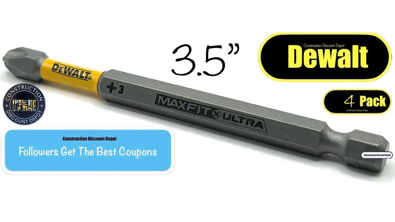 4 Pack Dewalt Maxfit Ultra PH3 3-1/2" In. Long Bit Phillips #3 3.5"