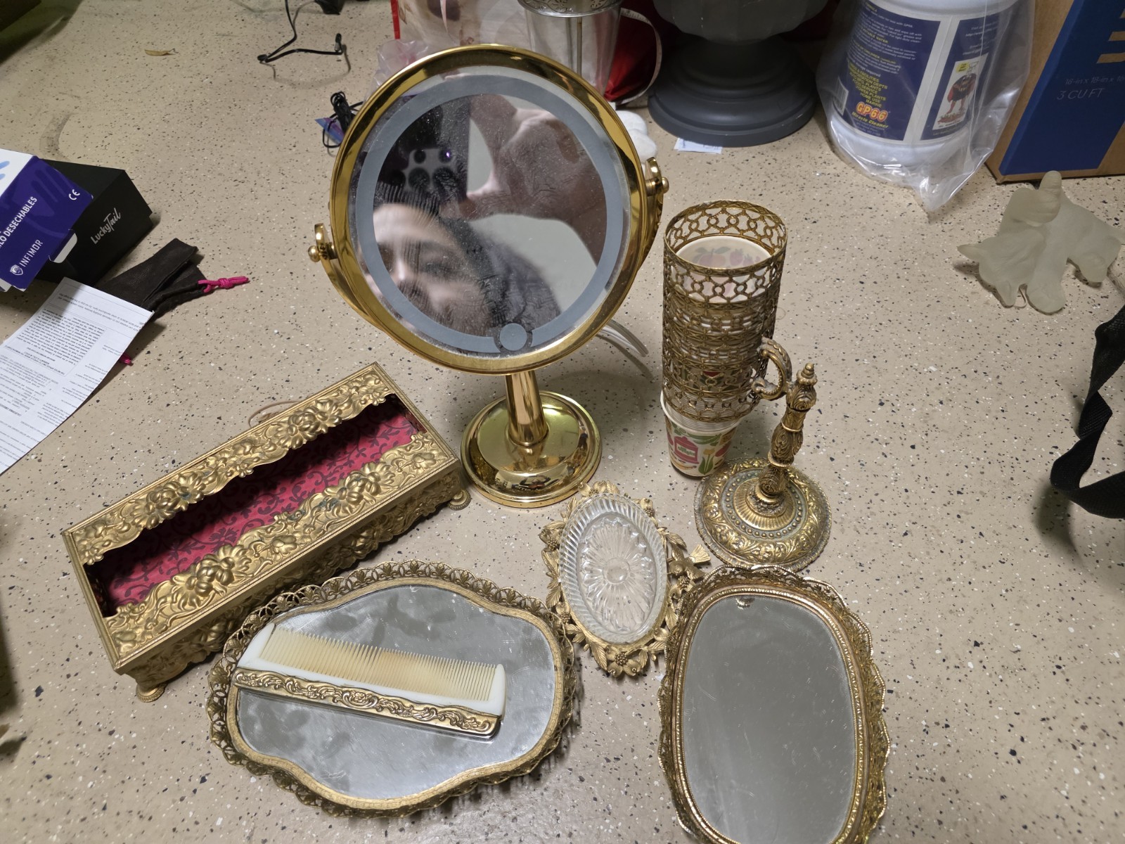 Vintage Bathroom Gold Tone Stuff