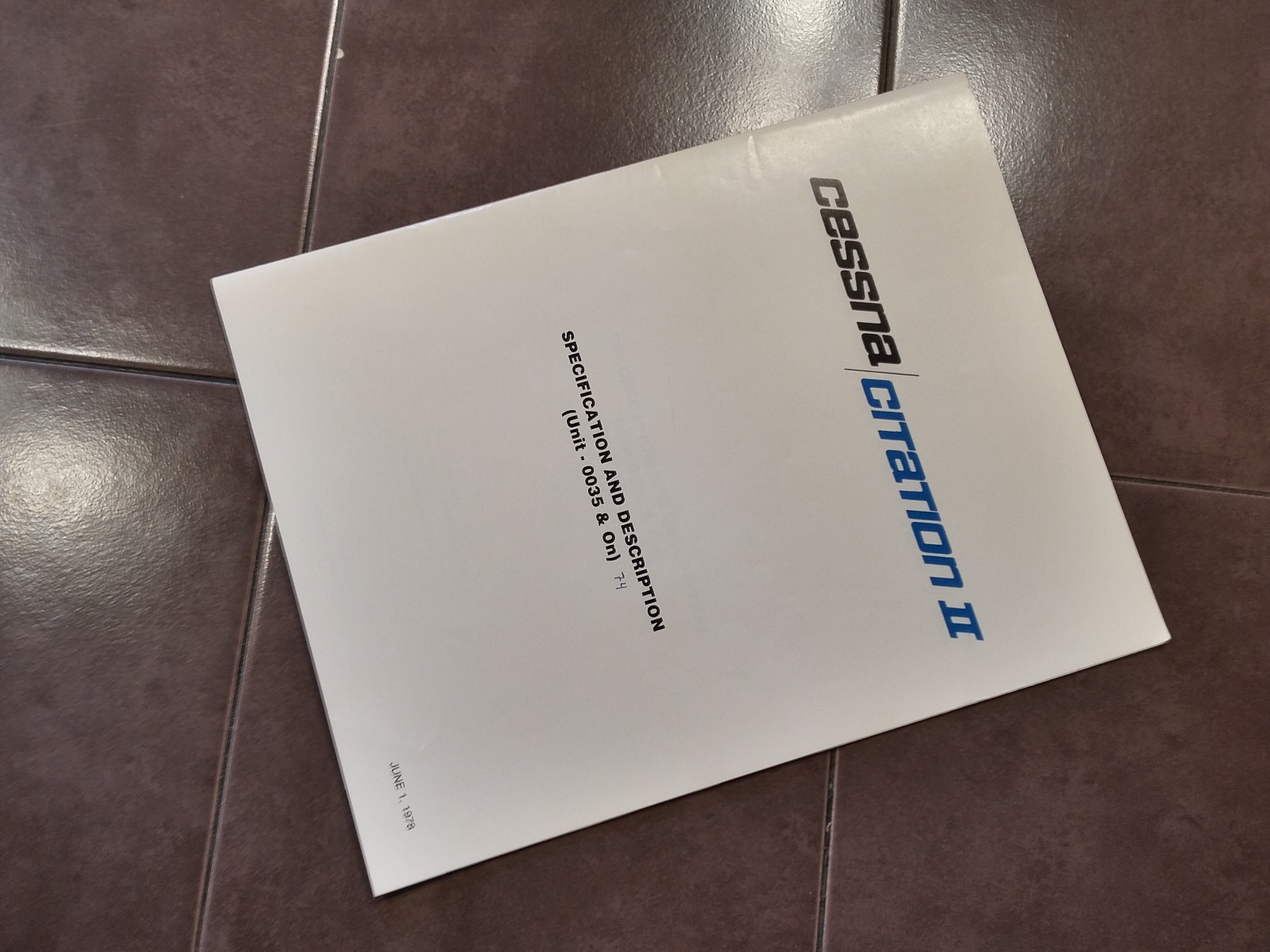 Cessna Citation II, 550/551, sn 0035-0074 Specification & Description Booklet