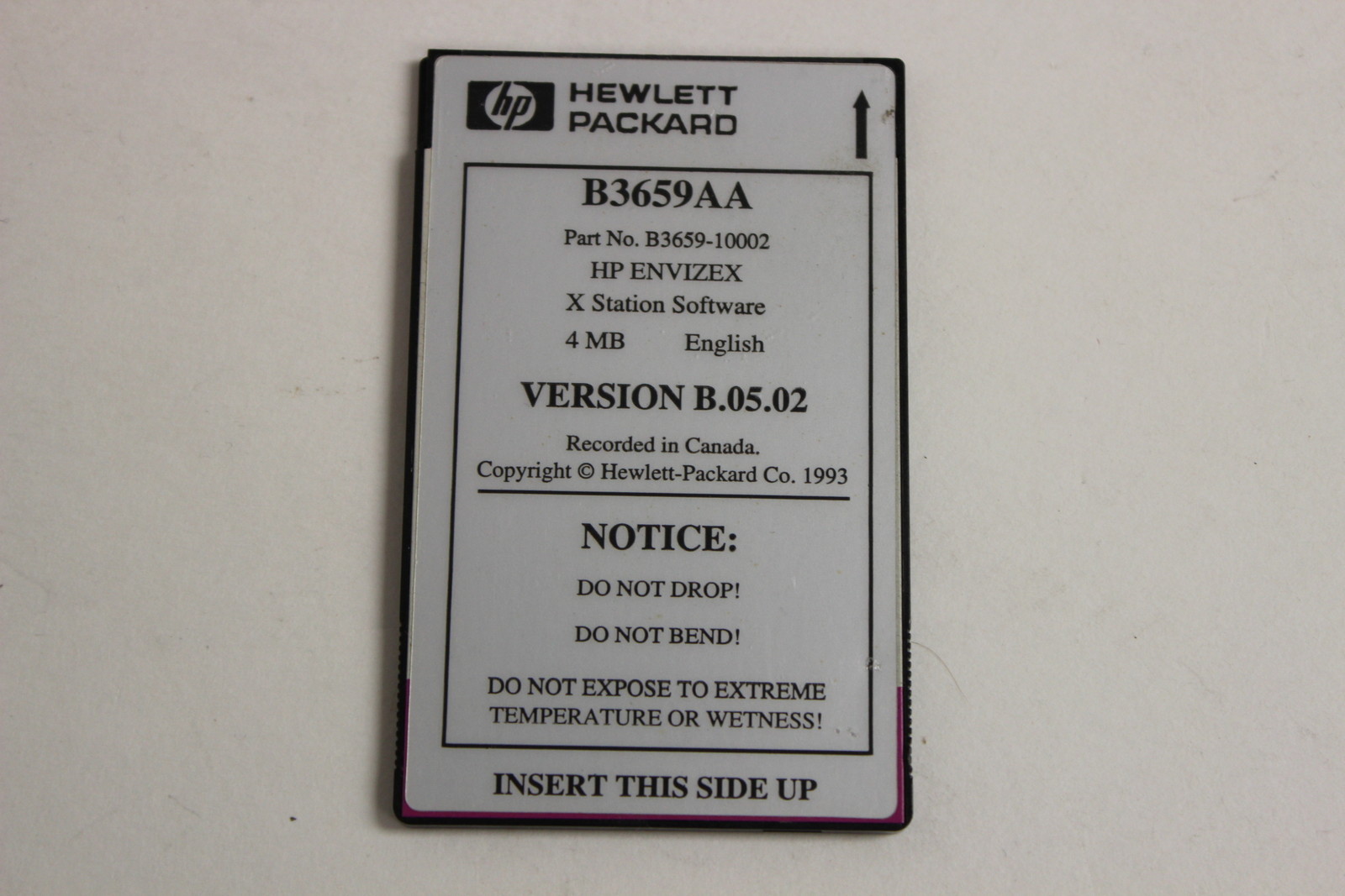HP B3659AA D3659-10002 ENVIZEX X STATION SOFTWARE 4MB PCMCIA
