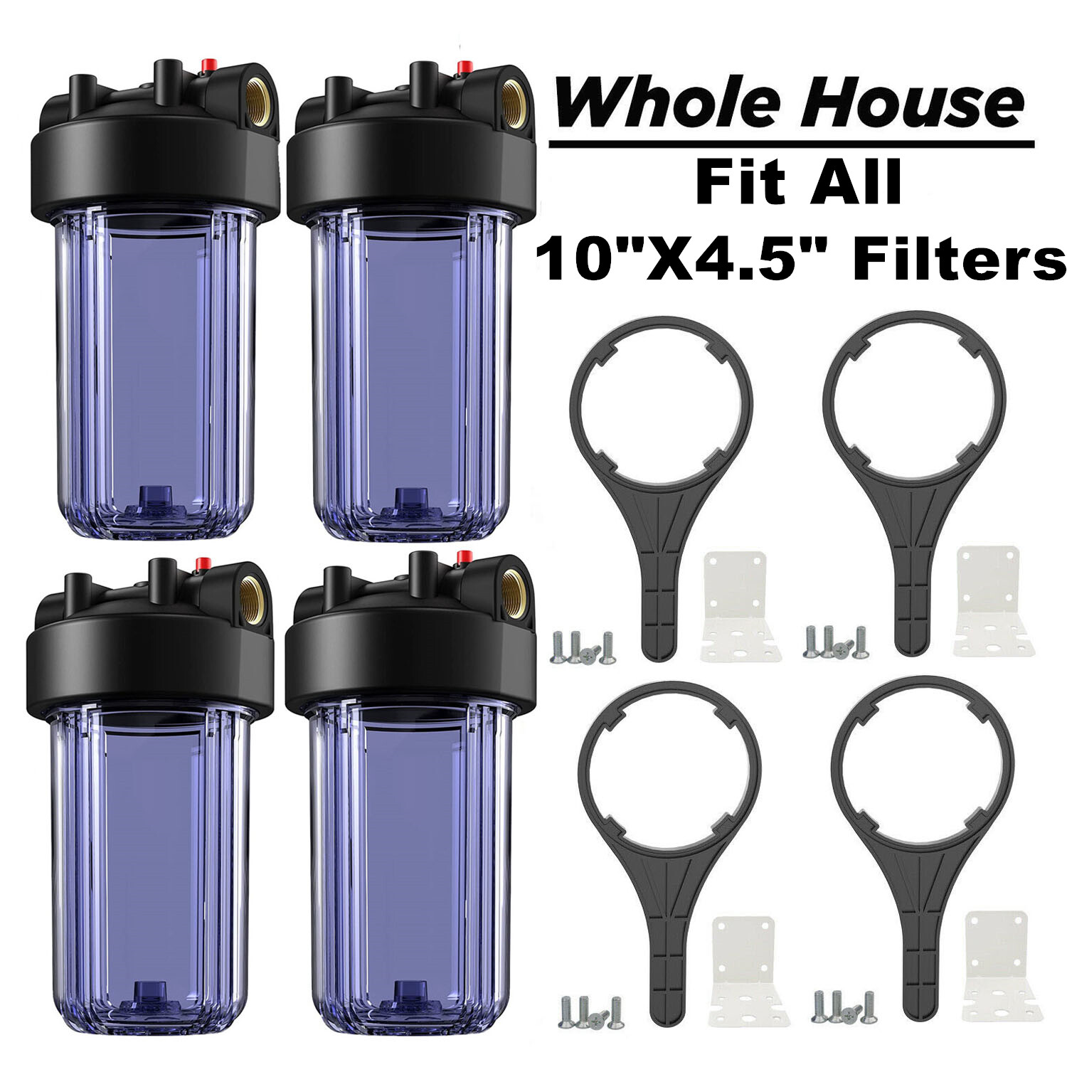 10 Inch Whole House Water Filter Housing System Fit 10" x 4.5" Cartridge SimPure