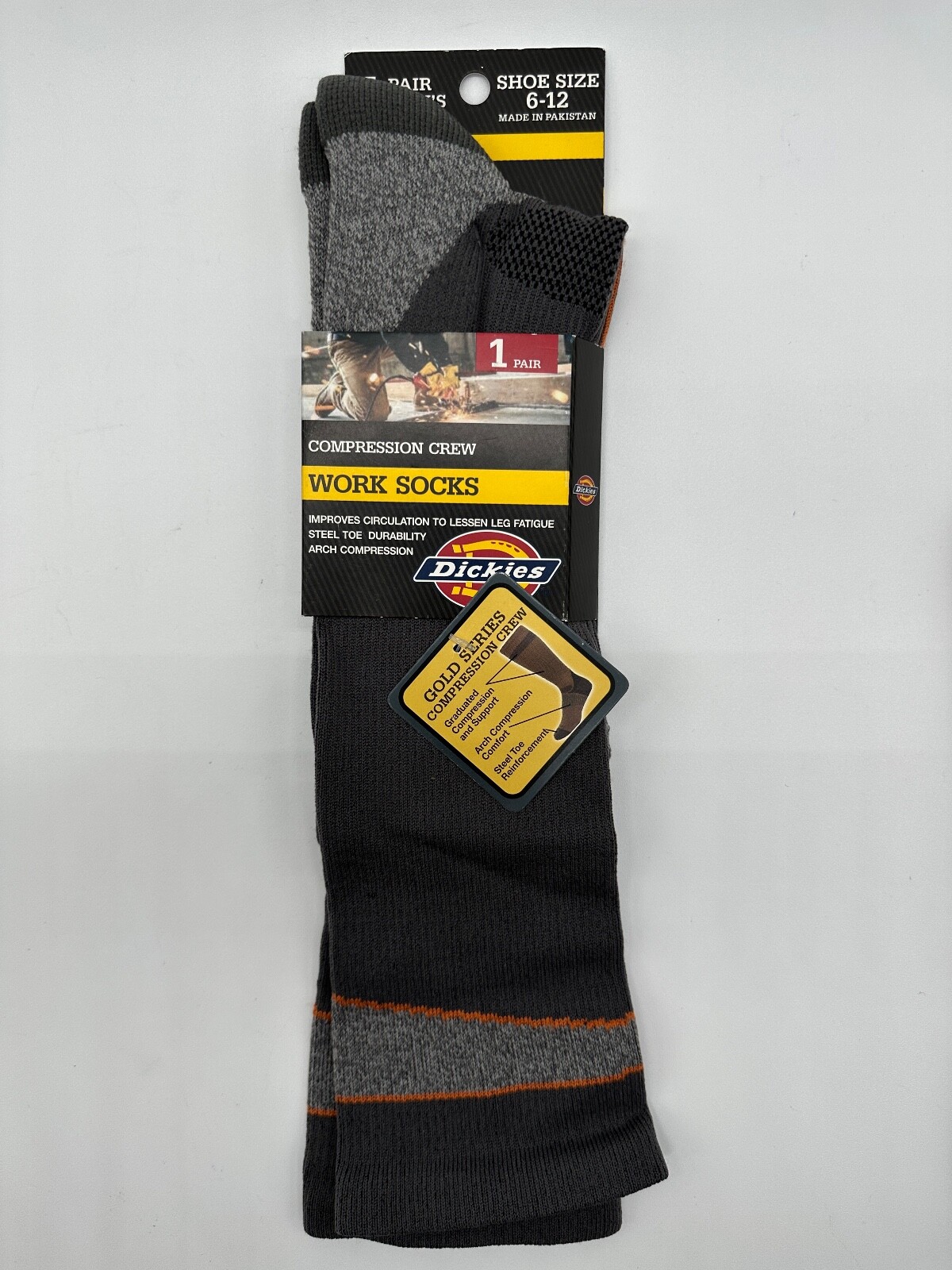 NEW ONE PAIR DICKIES MENS GRADUATED COMPRESSION WORK CREW NYLON SOCKS SIZE 6-12