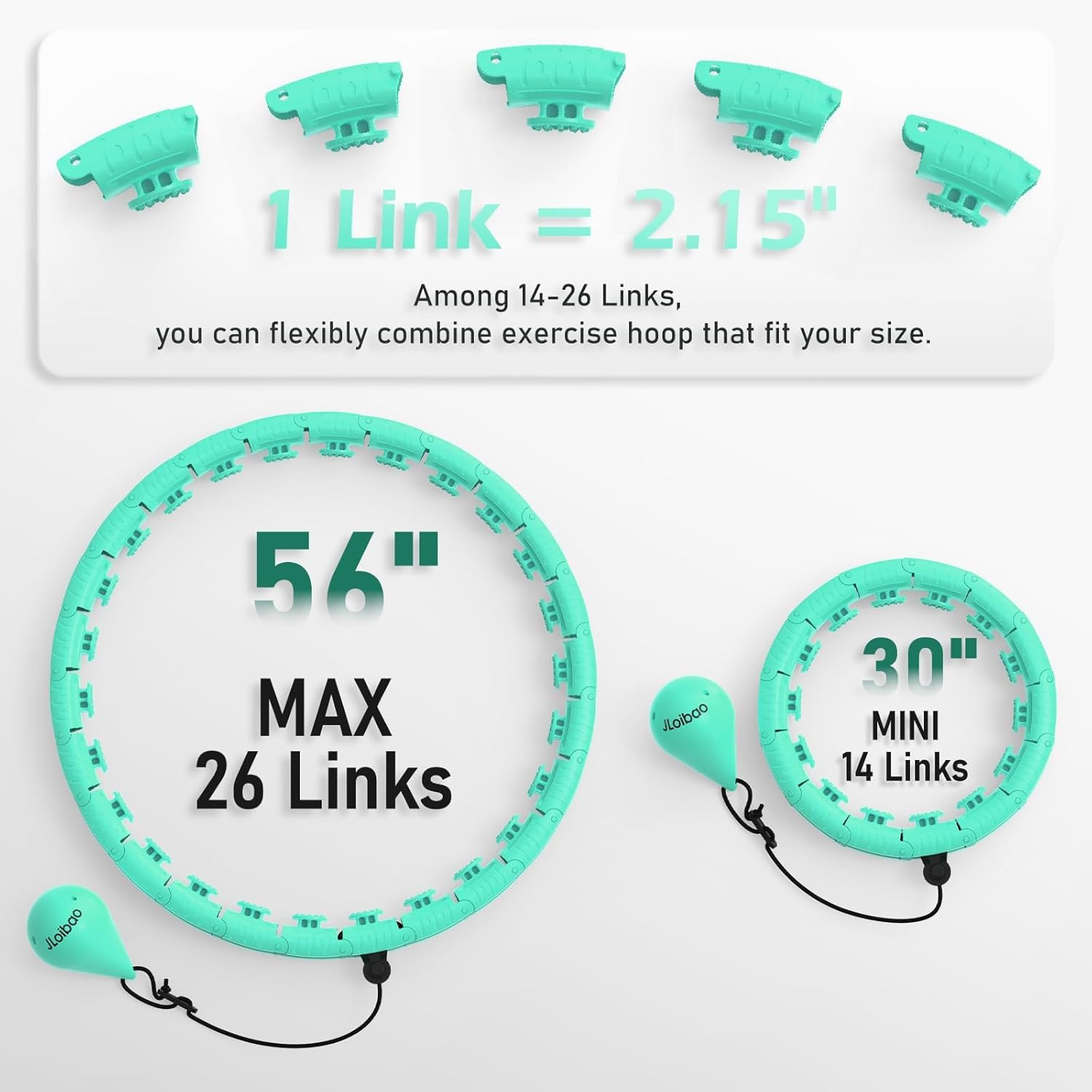 Weighted Hula Circle with 24/26 Links(51-56 Inch) for Adults Weight Loss, Inf...