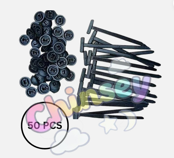50pcs Black Nylon Cable Ties, Universal Plastic Zip Ties for Automotive