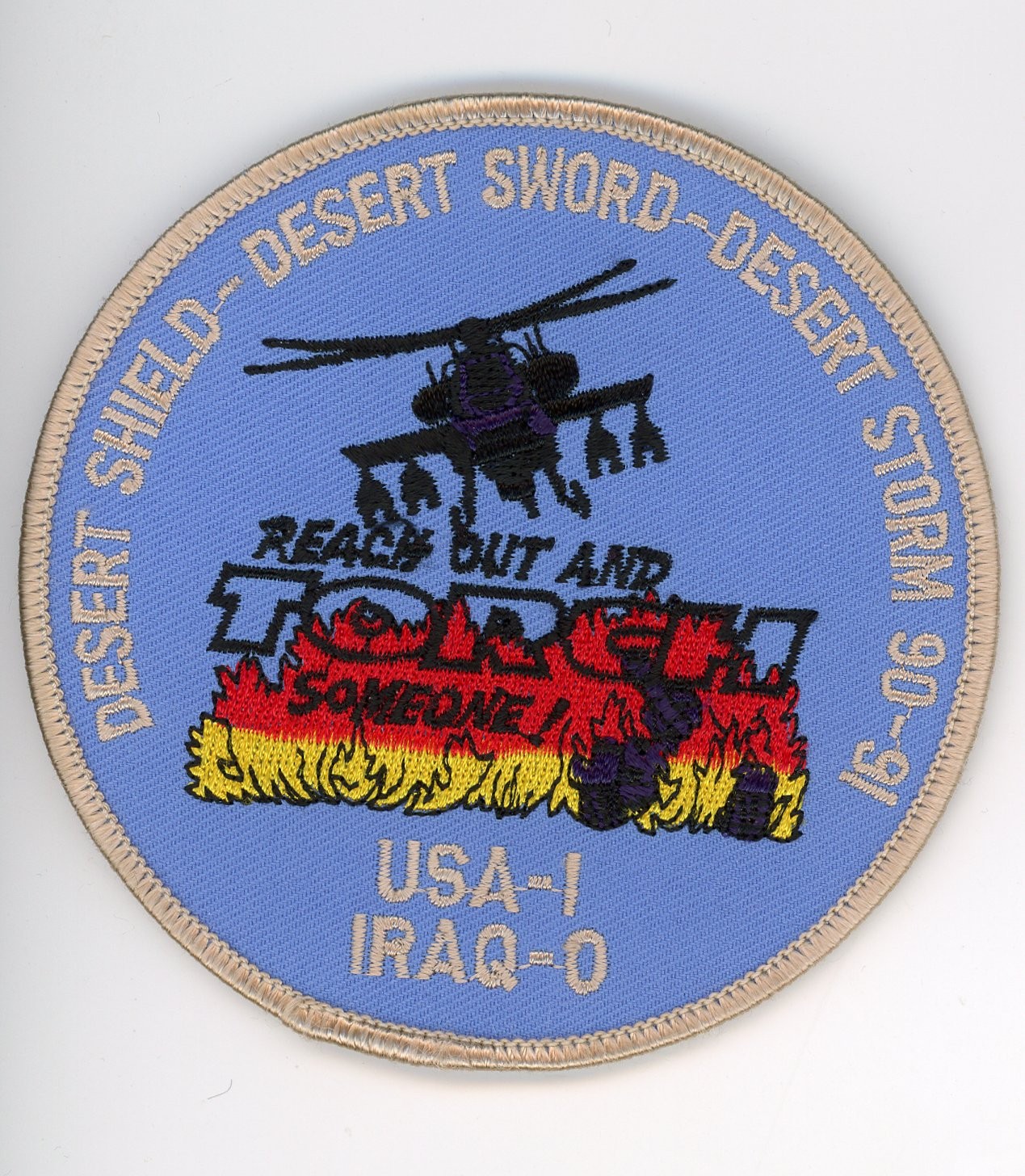 PATCH HELICOPTER US ARMY APACHE DESERT STORM 90-91 IRON ON PARCHE