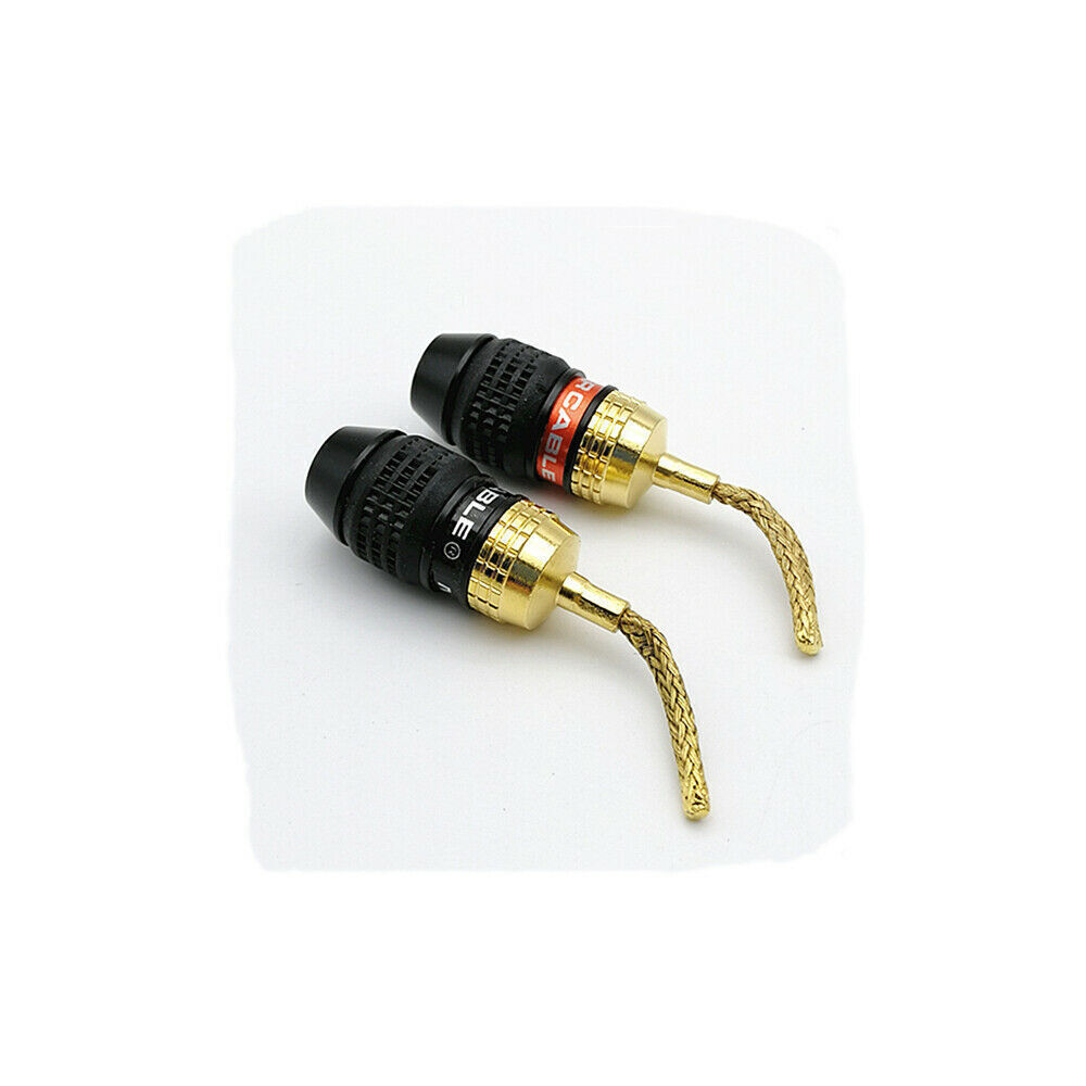 2x/lot 2MM Monster Copper Wire Gold-Plated Banana Plug Speaker Braided Connector