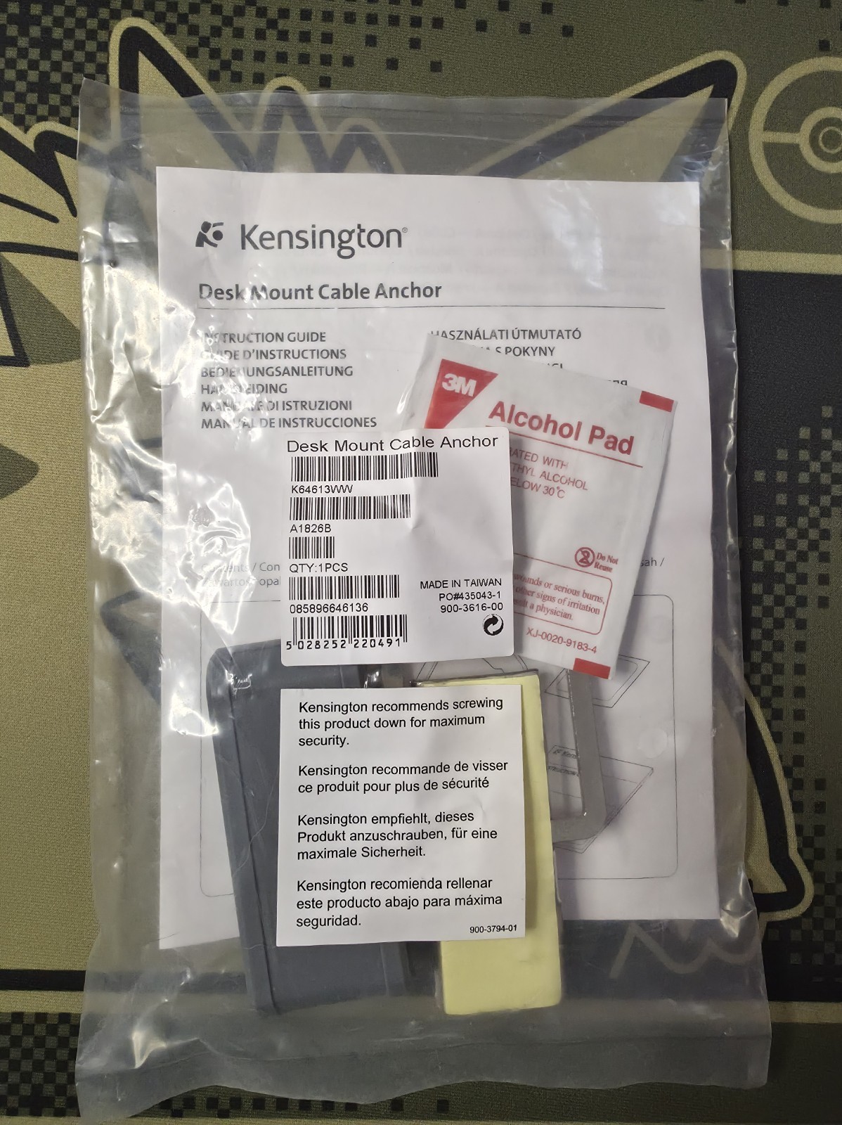 Kensington Desk Mount Cable Anchor K64613WW - NEW SEALED
