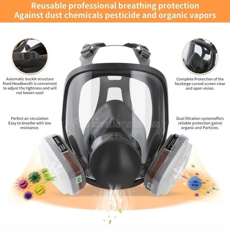 Full Face Gas Mask Painting Spraying Respirator W/Filters For 6800 Facepiece US