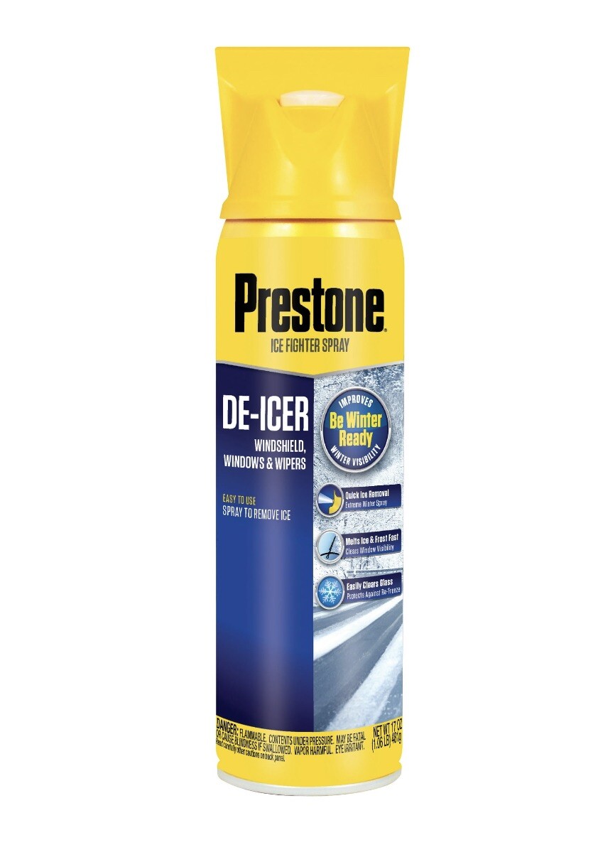 *Lot Of 2* Prestone Windshield De-Icer Aerosol Cans 17oz With Ice Scraper AS242