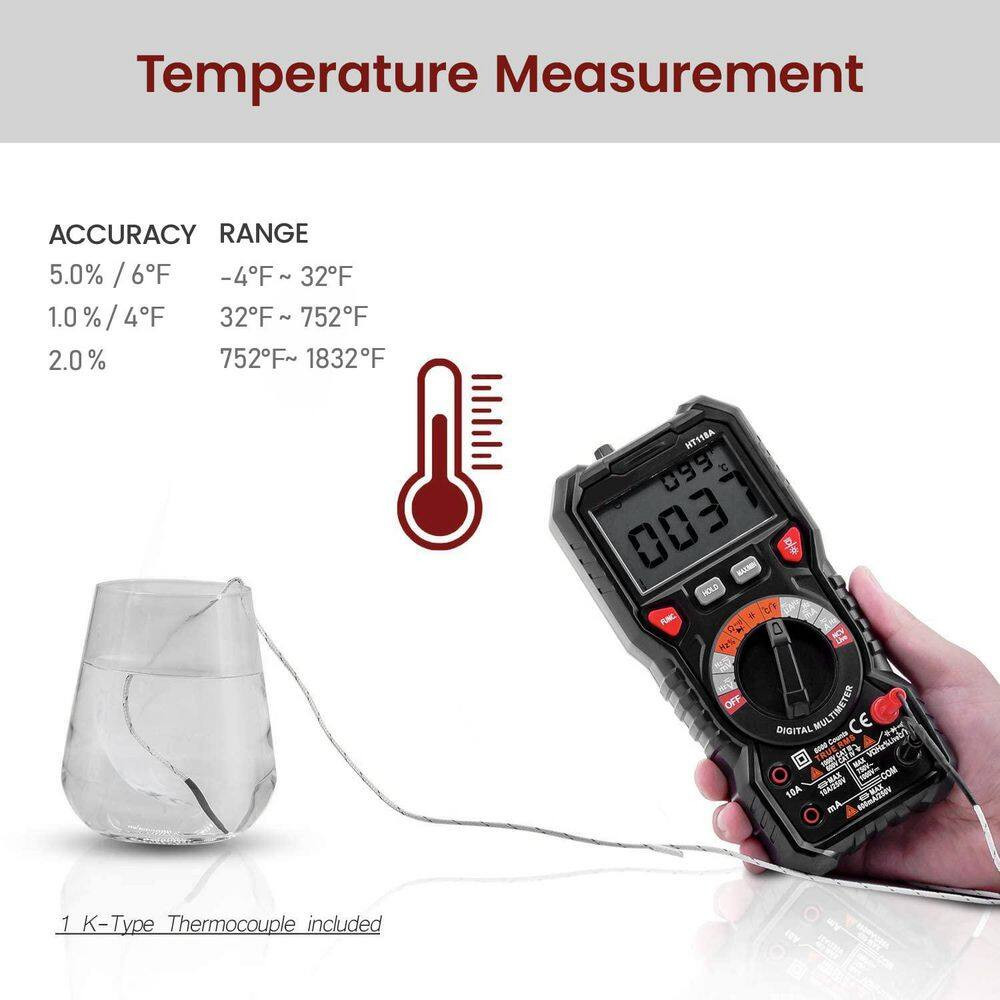 Digital Multimeter TRMS 6000 Counts Voltmeter Auto-Ranging Measures Voltage Curr