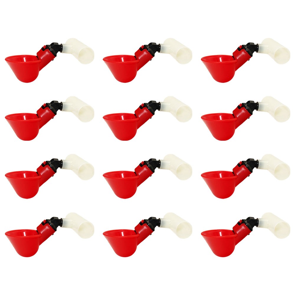 Twelve (12) Automatic Waterer Drinker Cups Clear Plastic Tee Chicken Poultry