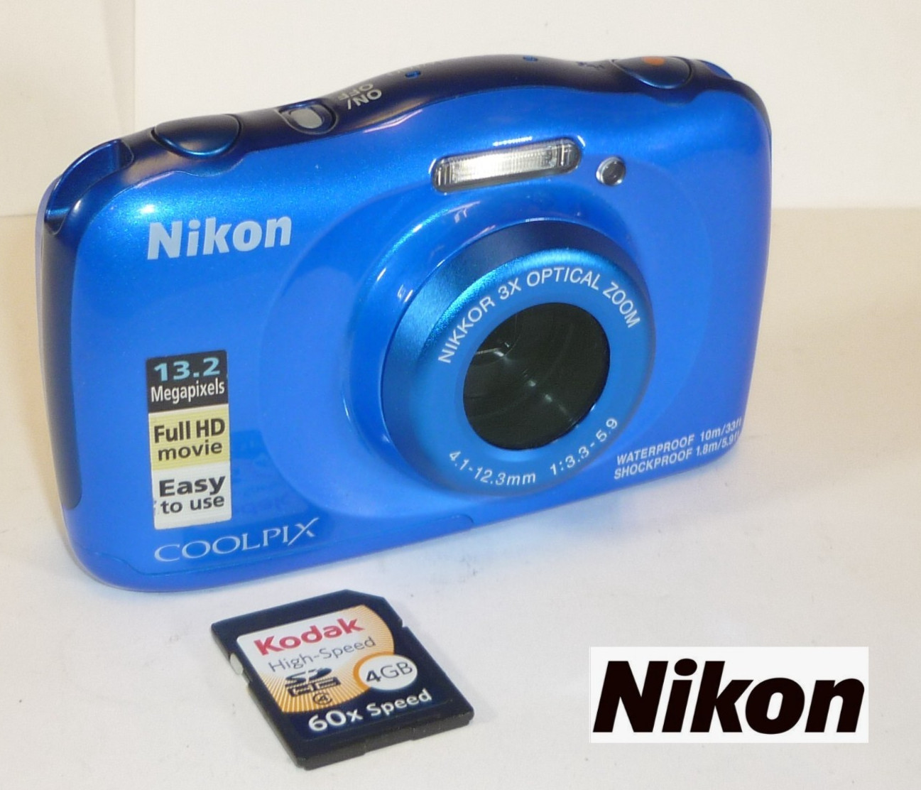 NIKON COOLPIX W100 Digital Camera in Blue 13.2MP Waterproof Shockproof WiFi