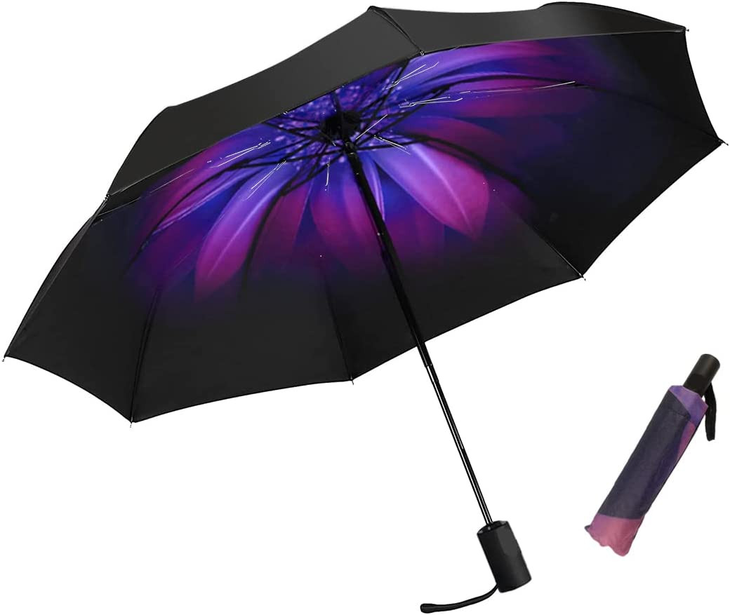 Orchid Compact Travel Umbrella Windproof and Waterproof with Anti UV Protection