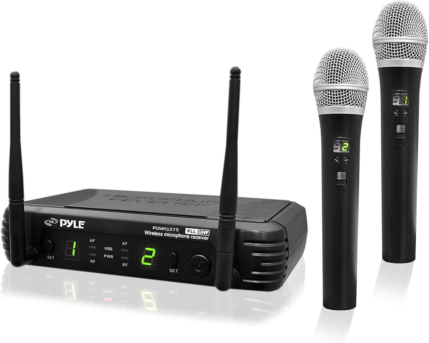 PRO Wireless Microphone System - Dual UHF, 2 Handheld Mics, 8 Channels