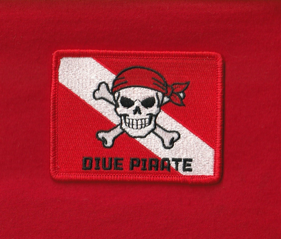 3.5" Iron-on DIVE PIRATE Patch Jolly Roger Scuba Diver-Down Dive Flag NEW USA