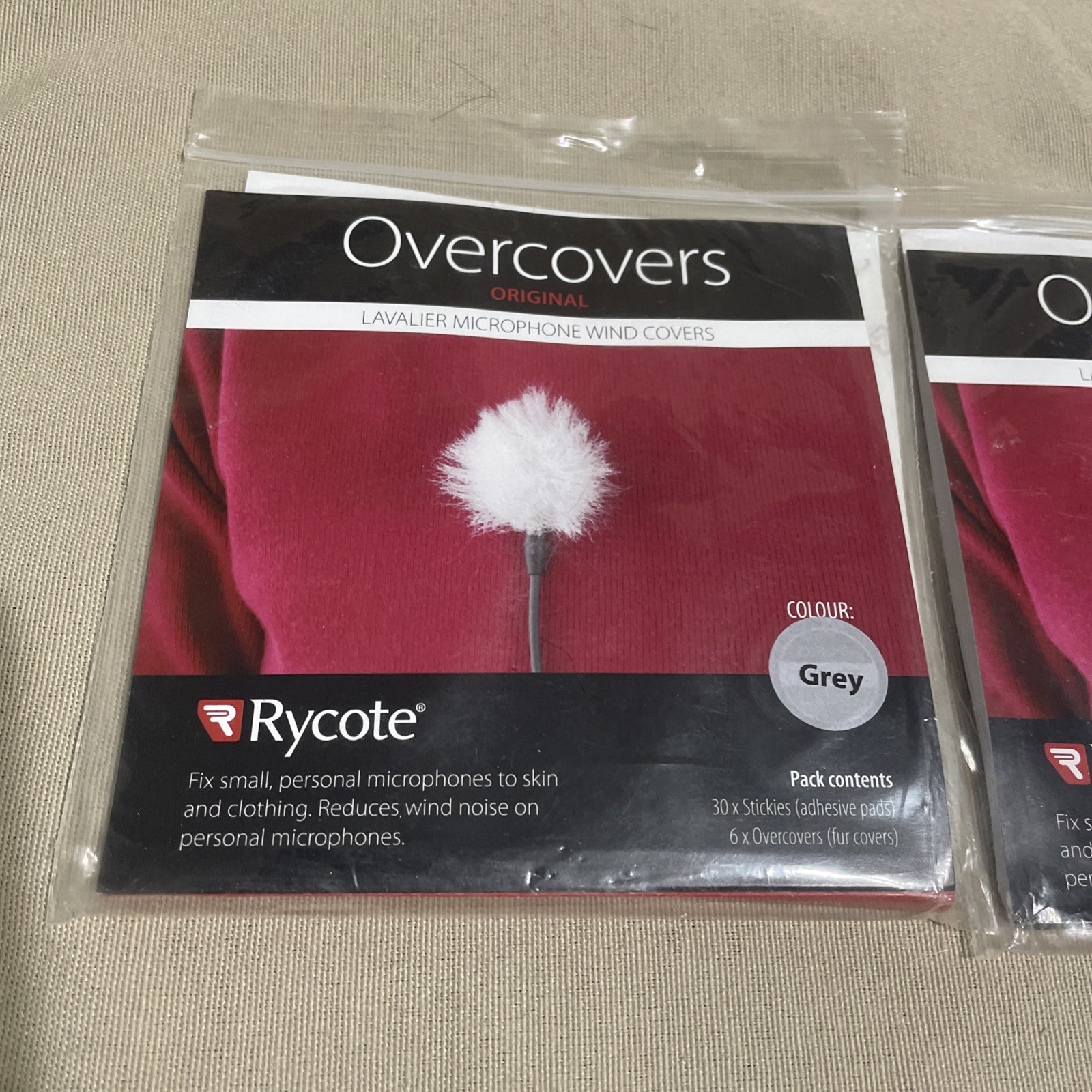 Rycote Overcovers - Black, (2) Grey (30 Pack with Stickies)
