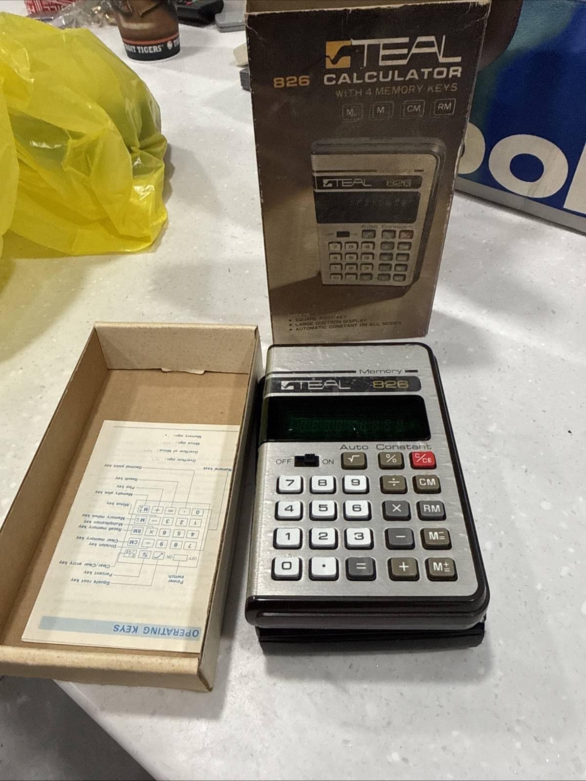 Vintage Teal 826 Calculator with Box  /Manual Made in Japan - Untested