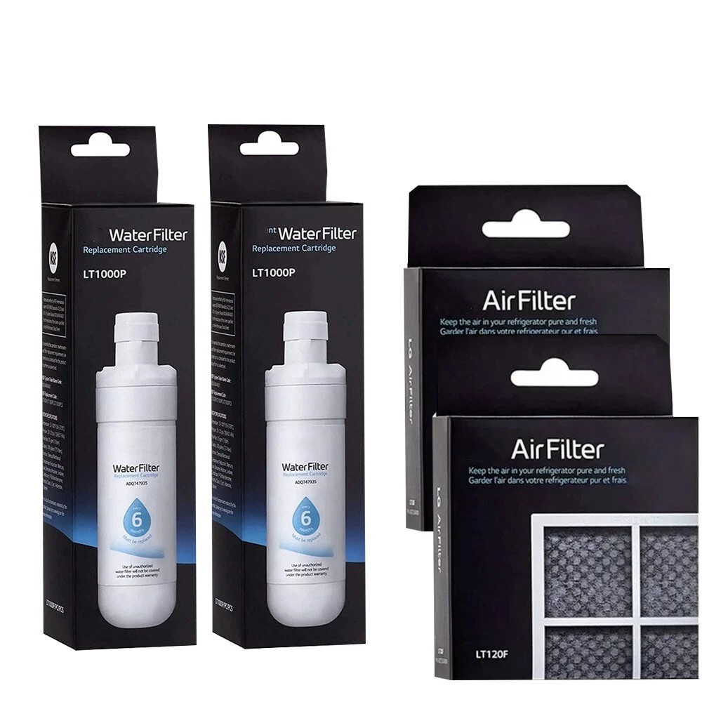 2Pack L-G LT1000P Refrigerator water Filter + 2 pack LT120f Air Filter ( New )
