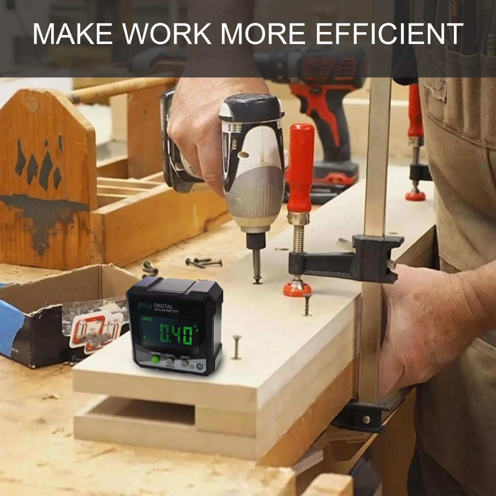 Angle Meter Magnetic Level Box with LCD Backlight Inclinometer for Woodworking