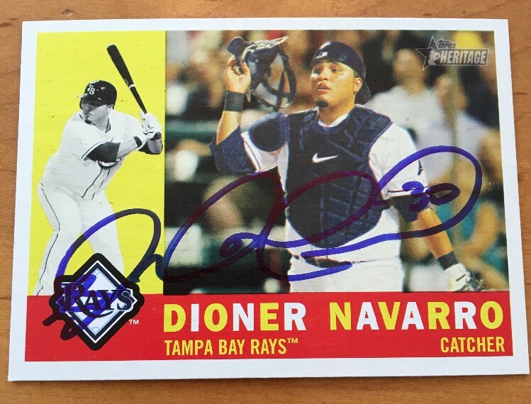 Dioner Navarro Rays Cubs 2009 Signed Autographed Topps Heritage Card #263 ~COA