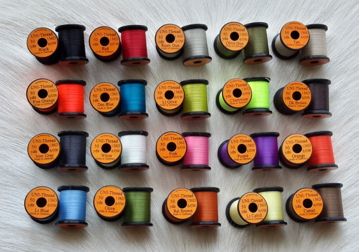 Fly Tying Thread   (20 Spool Combo) Size 6/0 wax ,,50 yard spools, Free Shipping