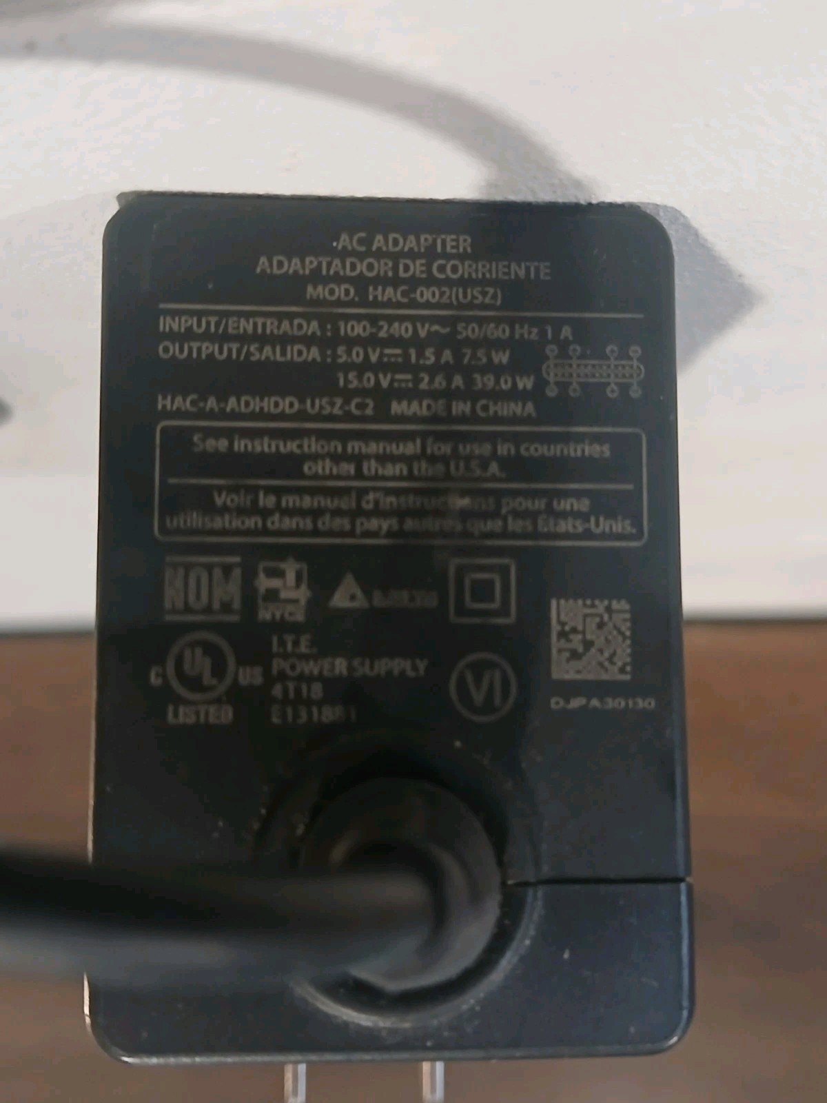 Nintendo AC Type-C Power Charger for Nintendo Switch - Black 5ft