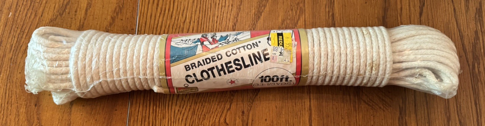 Vintage Braided Cotton Clothesline 100 Ft - New In Package - VTG