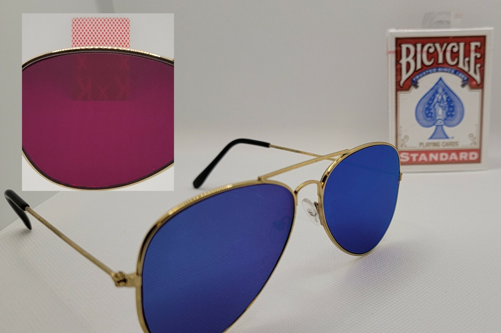 Bicycle marked cards & Aviator Infrared sunglasses for poker or magic