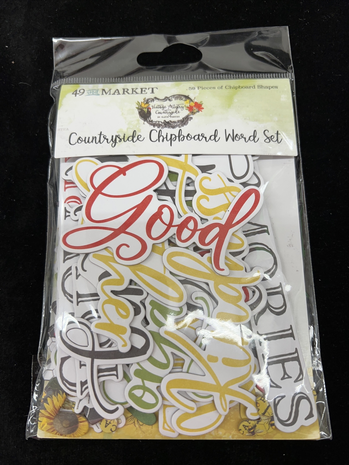 49 & Market NIP Countryside Chipboard 59 Pieces Shapes Scrapbooking Phrases