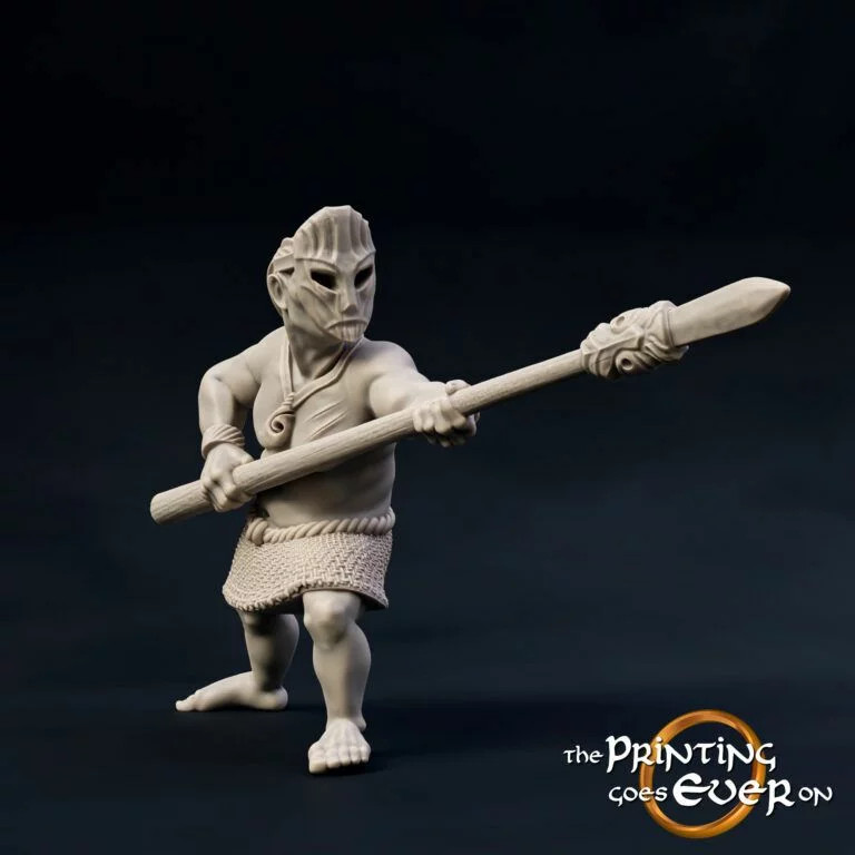 Woodwose Spearman A - 28-32mm Wild Men of the - Resin Tabletop Miniature
